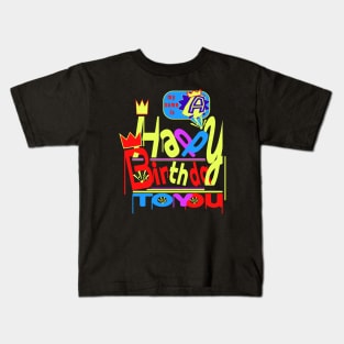 Happy Birthday Alphabet Letter (( A )) Dazzling Creative Design Kids T-Shirt